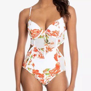 RACHEL Rachel Roy Mesh Insert Floral One-Piece Swimsuit